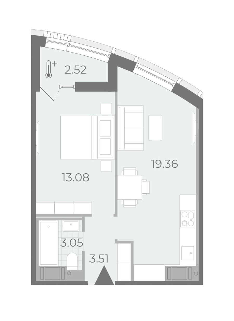 Однокомнатная квартира в : площадь 40.26 м2 , этаж: 4 – купить в Санкт-Петербурге